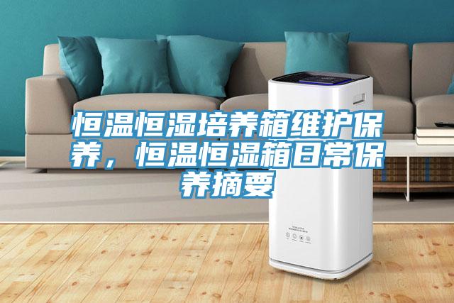 恒温恒湿培养箱维护保养，恒温恒湿箱日常保养摘要